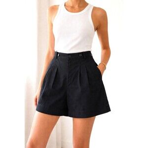 Vintage Y2K Black Pleated High Waist Shorts IT Girl Minimal Old Money 8